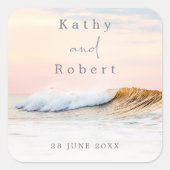 BEACH WEDDING STICKER | OCEAN WAVES SQUARE STICKER (Voorkant)