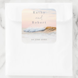 BEACH WEDDING STICKER | OCEAN WAVES SQUARE STICKER