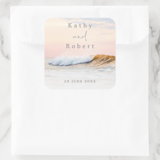 BEACH WEDDING STICKER | OCEAN WAVES SQUARE STICKER (Tas)