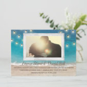Beach Wedding String Lights met foto Kaart (Staand voorkant)