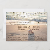 Beach Wedding, String Lights, Sand, Seashell Kaart (Voorkant)