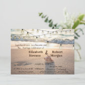 Beach Wedding, String Lights, Sand, Seashell Kaart (Staand voorkant)