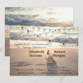 Beach Wedding, String Lights, Sand, Seashell Kaart (Voorkant / Achterkant)