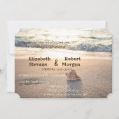 Beach Wedding, String Lights Seashell Uitnodiging (Voorkant)