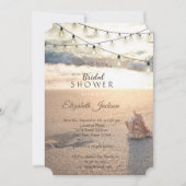 Beach Wedding String Lights Seashell Vrijgezellenf Kaart (Voorkant)