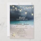 Beach Wedding String Lights Seastar Vrijgezellenfe Kaart (Voorkant)