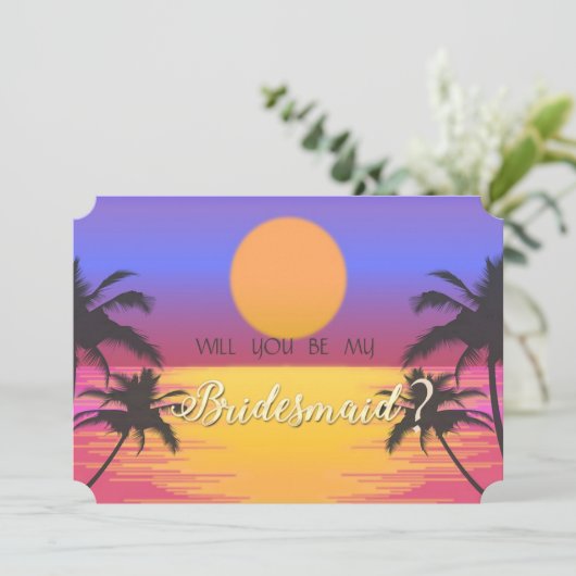 Beach Wedding Sunset Bridesmaid Kaart (Staand voorkant)