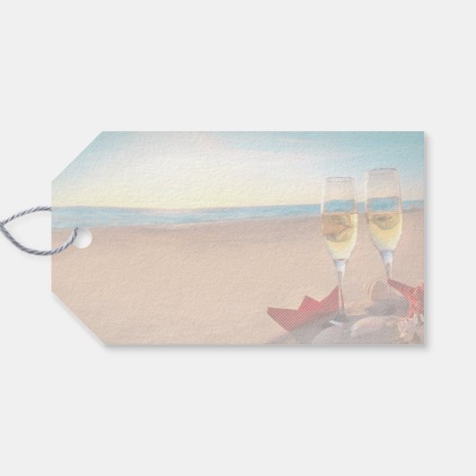 Beach Wedding Sunset Cadeaulabel (Achterkant Horizontaal)