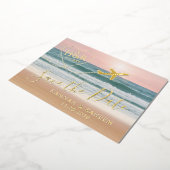 Beach Wedding Sunset Heart Airplane Save the Date Folie Uitnodiging (Gedraaid)