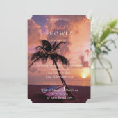 Beach Wedding Sunset, Palm, Boat Vrijgezellenfeest Kaart (Staand voorkant)