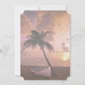 Beach Wedding Sunset, Palm, Boat Vrijgezellenfeest Kaart (Achterkant)