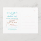 Beach Wedding Sunset Passport Stempel opslaan Datu Aankondigingskaart (Achterkant)