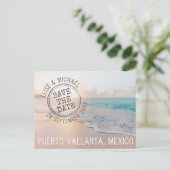 Beach Wedding Sunset Passport Stempel opslaan Datu Aankondigingskaart (Staand voorkant)