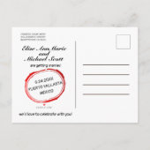 Beach Wedding Sunset Passport Stempel opslaan Datu Uitnodiging Briefkaart (Achterkant)