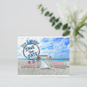 Beach Wedding Sunset Passport Stempel opslaan Datu Uitnodiging Briefkaart (Staand voorkant)