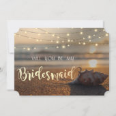 Beach Wedding Sunset Seashell Bridesmaid Kaart (Voorkant)