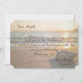 Beach Wedding Sunset Seashell Bridesmaid Kaart (Achterkant)