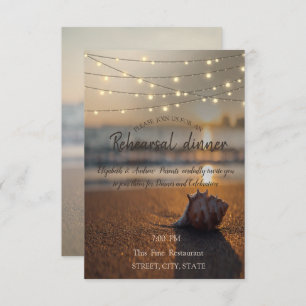 Beach Wedding Sunset Seashell Rehearsal Dinner Kaart