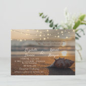 Beach Wedding Sunset Seashell Uitnodiging (Staand voorkant)