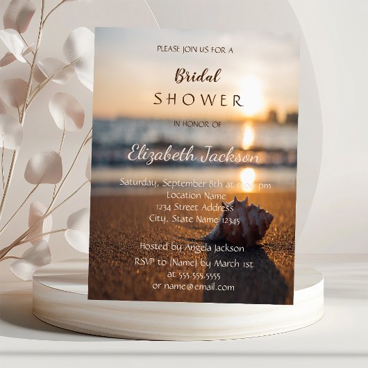Beach Wedding Sunset Seashell Vrijgezellenfeest Kaart