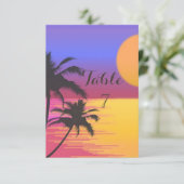 Beach Wedding Sunset Table Kaart (Staand voorkant)