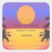 Beach Wedding Sunset Vierkante Sticker (Voorkant)
