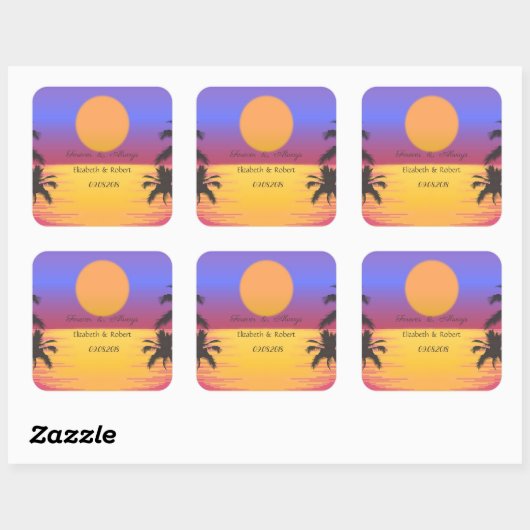 Beach Wedding Sunset Vierkante Sticker (Vel)
