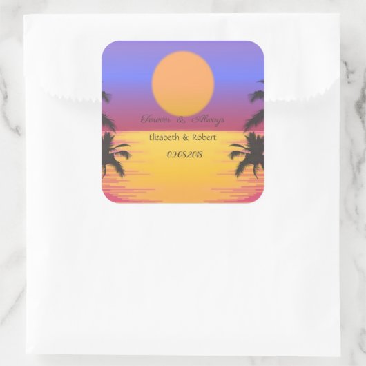 Beach Wedding Sunset Vierkante Sticker (Tas)
