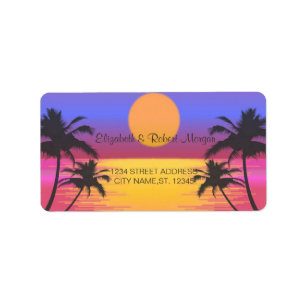 Beach Wedding Sunset Weddenschap Label