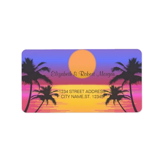 Beach Wedding Sunset Weddenschap Label (Voorkant)