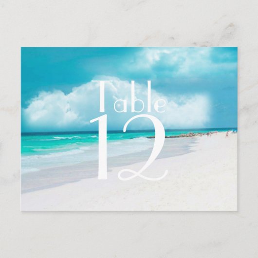 Beach Wedding Table Number Kaart (Voorkant)