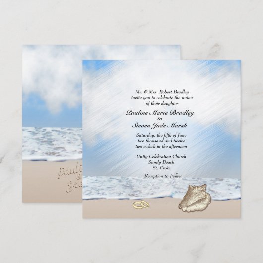 Beach Wedding Theme Uitnodiging (Voorkant / Achterkant)