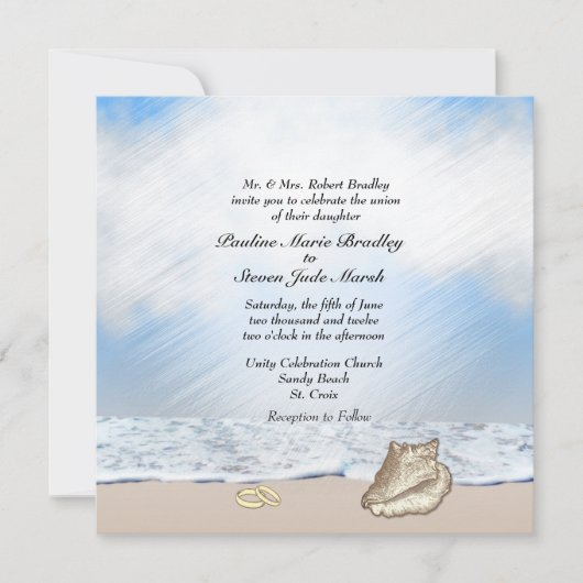 Beach Wedding Theme Uitnodiging (Voorkant)