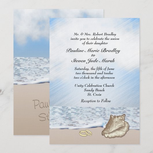 Beach Wedding Theme Uitnodiging (Voorkant / Achterkant)