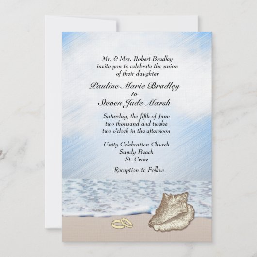 Beach Wedding Theme Uitnodiging (Voorkant)