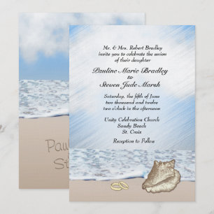 Beach Wedding Theme Uitnodiging