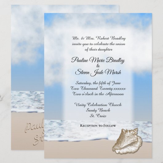 Beach Wedding Theme Uitnodiging (Voorkant / Achterkant)