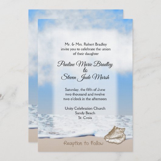 Beach Wedding Theme Uitnodiging (Voorkant / Achterkant)