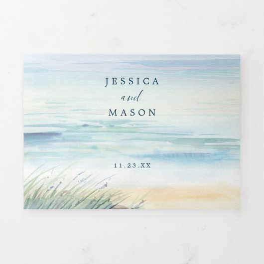 Beach Wedding Tri-Fold uitnodigingen RSVP (Cover)