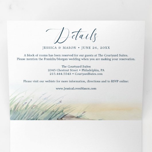 Beach Wedding Tri-Fold uitnodigingen RSVP (Binnenzijde eerst)