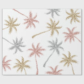 Beach Wedding Tri Gold Marble Palm Tree Leaves Cadeaupapier (Vlak)