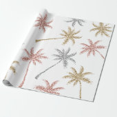 Beach Wedding Tri Gold Marble Palm Tree Leaves Cadeaupapier (Uitgerold)