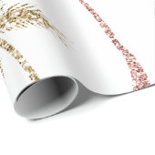 Beach Wedding Tri Gold Marble Palm Tree Leaves Cadeaupapier (Rol Hoek)