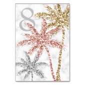 Beach Wedding Tri Gold Marble Palm Tree Leaves Kaart (Achterkant)