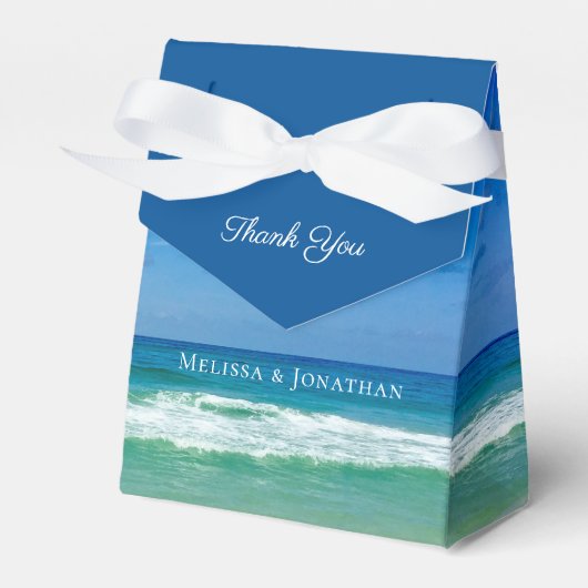 Beach Wedding Tropical Ocean Waves Modern Blue Bedankdoosjes (Voorkant Zijde)