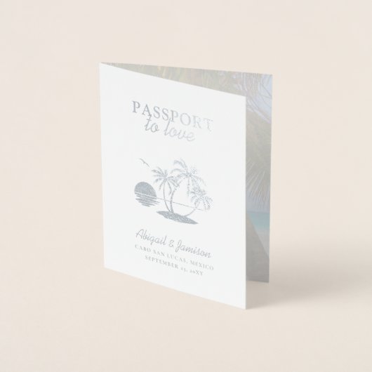 Beach Wedding Tropical Passport Folie Kaarten (Voorkant)