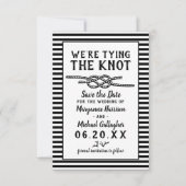 Beach Wedding Tying the Knot Modern Stripes Photo Save The Date (Voorkant)