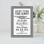 Beach Wedding Tying the Knot Modern Stripes Photo Save The Date (Staand voorkant)