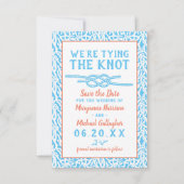 Beach Wedding Tying the Knot Nautical Coral Photo Save The Date (Voorkant)