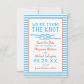 Beach Wedding Tying the Knot Nautical Stripe Photo Save The Date (Voorkant)